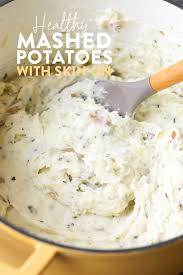 Add These Healthy Mashed Potatoes To Your Thanksgiving Dinner They Re Made Wit Healthy Mashed Potatoes Mashed Potatoes With Skin Mashed Potato Recipes Healthy