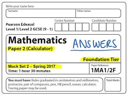 Mock Set 2 2017 Paper 2 Foundation Calculator Gcse Maths