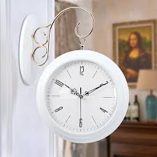 This wall clock features double sided design and 360 degree rotation ,that allows you to read the. 20 Inch Solid Wood Double Sided Wall Clock Living Room Quiet White