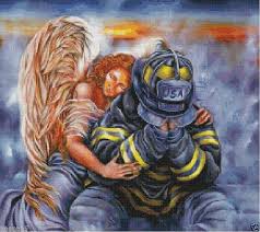 Angel Guarding Firefighter Cross Stitch Pattern Etsy Firefighter Art Firefighter Cross Fireman Art