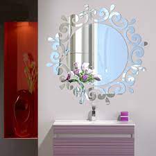 Mirror wall stickers are the very elegant kind of popular wall stickers, which allows to personalize you interior design and add a refine touch to a room. Round Mirror Floral Wall Stickers Removable Art Decal Mural Home Bathroom Decor Wish