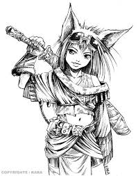 Female Warrior Coloring Pages Google Search Neko Chibi Coloring Pages Black And White Drawing