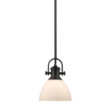 Golden Lighting Hines 1 Light Black Chandelier With Opal Glass Shade 3118 M1l Blk Op The Home Dep In 2020 Golden Lighting Farmhouse Pendant Lighting Black Chandelier