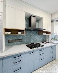 Contemporary Kitchen with Matte Finish Cabinets and Open Shelves