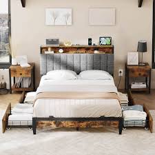 Platform Bed With Upholstered Headboard