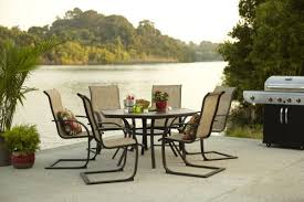 This Durable Patio Set Looks Great With Or Without An Umbrella Classic Patio Furniture Outdoor Patio Furniture Sets Garden Treasures Patio Furniture