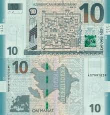 Manaternas form på skalle och svans skiljer sig från dugongerna. Azerbaijan 10 Manat 2018 10 Things Bank Notes World