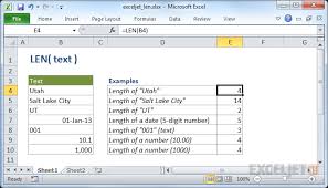 how to use the excel len function exceljet