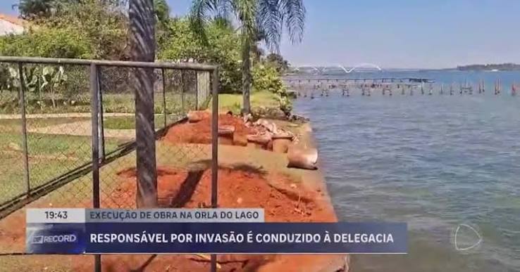 Polícia Militar Ambiental flagra obra irregular na orla do Lago Paranoá