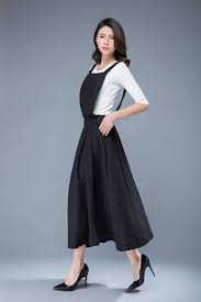 Linen Pinafore Dress Linen Dress Black Suspender Dress With Etsy In 2020 Linen Dress Women Long Linen Dress Pinafore Dress
