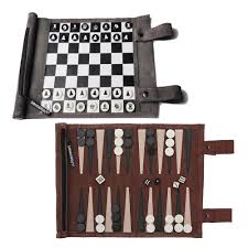 Canvas playing board features a colorful pendleton pattern, and rolls up for easy toting. Sondergut Roll Up Travel Backgammon Game Sondergut Usa