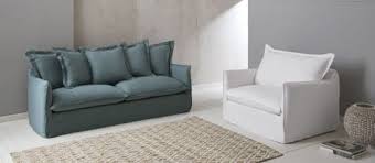 Gästebetten zum klappen, ausziehen & rollen. 3 4 Sitzer Schlafsofa Mit Seladonblauem Leinenbezug Und Matratze 6 Cm Barcelone Maisons Du Monde
