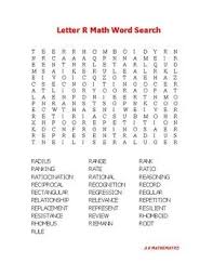 Letter R Math Word Search Math Word Search Math Words Letter R