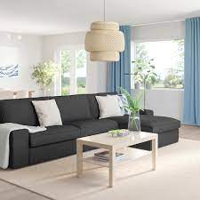 Soild wood legs for stability. Kivik Sectional 4 Seat With Chaise Hillared Anthracite Ikea