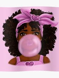 Bubble Gum Little Black Girl Portrait Poster By Shakira Rivers Black Baby Art Drawings Of Black Girls Black Girl Cartoon