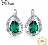 JewelryPalace Green Simulated Nano Emerald 925 Sterling Silver Hoop Clip  Earrings for Women Statement Pear cut Gemstone Jewelry - AliExpress