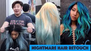 Teal green hair with emerald color melt #matrixcolor #. Nightmare Hair Retouch Youtube