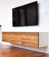 Floating Media Cabinet By Semi Handmade Doors Stained To Match Your Credenza Floating Cabinets Ikea Hack Ikea Living Room