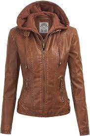 Made By Johnny Wjc1044 Womens Faux Leather Quilted Motorcycle Jacket With Hoodie Xs Khaki At A Leather Jackets Women Faux Leather Motorcycle Jacket Hooded Faux