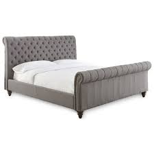 Lucio modern platform bed with storage; Steve Silver Swanson King Upholstered Sleigh Bed With Button Tufting Darvin Furniture Upholstered Beds