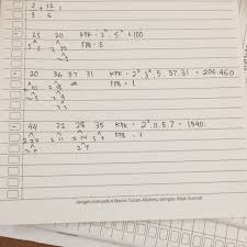 Nilai fpb dari tiga bilangan 24, 36, dan 40 diperoleh dari perkalian semua bilangan prima yang dapat membagi ketiga bilangan tersebut. Kpk Fan Fpb Dari 25 Dan 20 20 Dan 36 37 Dan 31 44 Dan 22 28 Dan 35 Adalah Brainly Co Id