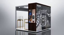 Luxury Watch Kiosk Golden Display Stand with Professional 3D Design