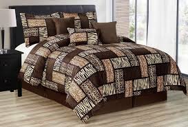Black And Brown Comforter Sets Amazon Com Black Brown Comforter Set Animal Print Safari Patchwork Microfur Bed In A Bag Queen Size Comforter Sets Brown Comforter Sets King Comforter Sets