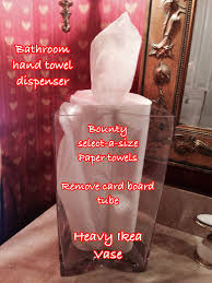 50 personalized hand guest towels paper bathroom napkins disposable lots of colors to choose from! Diy Disposable Hand Towel Dispenser A Heavy Vase From Thrift Store Or Ikea Shown Heavy So It W Disposable Hand Towels Towel Dispenser Hand Towels Bathroom
