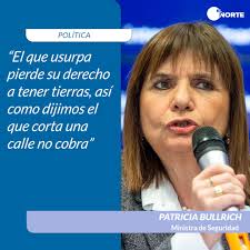 Bullrich a los mapuches que ocupan tierras: "El que usurpa pierde derechos"  👉La ministra de Seguridad, Patricia Bullrich, afirmó que el desalojo hoy  de una comunidad mapuche en el parque nacional Los