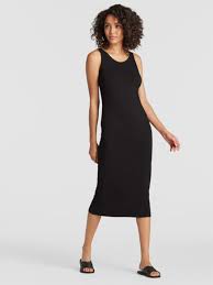 Eileen Fisher System Viscose Jersey Tank Dress In Black Black Tank Dress Summer Dress Outfits Tank Dress