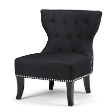 simpli home kitchener traditional 28 in wide accent slipper chair in charcoal linen look fabric axckits7305c the home depot tufted accent chair bedroom furniture chairs accent chairs