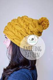 Pdf Pattern Cable Knit Slouchy Beanie Knitting Pattern Etsy Slouchy Beanie Knit Pattern Beanie Knitting Pattern Knitting Patterns