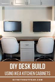 Diy Desk Build Using Ikea Kitchen Cabinets In 2020 Ikea Kitchen Ikea Kitchen Cabinets Home Office Design