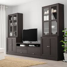 Havsta Tv Storage Combination Glass Doors Dark Brown Ikea In 2020 Tv Storage Furniture Glass Door