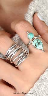 Turquoise Rings Bohemian Handmade Jewelry Statement Rings Sterling Silver Boho Rings Chu Turquoise Boho Ring Chunky Silver Rings Sterling Silver Rings Boho