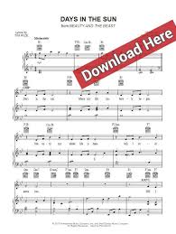 Beauty And The Beast Days In The Sun Sheet Music Piano Notes Chords Sheet Music Beauty And The Beast Piano Songs