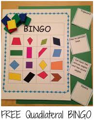 Describing Quadrilaterals Bingo Math Activities Teaching Geometry Math Geometry