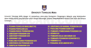 Kerja kosong kerajaan & swasta mengikut negeri. Jawatan Kosong Di Uitm Shah Alam Dan Kampus Cawangan 17 Jenis Jawatan Terbuka 2017 Jobcari Com Jawatan Kosong Terkini