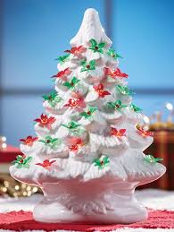 The lightbulb inside illuminates the tiny colorful bulbs and casts a cheerful glow on tabletops, fireplace mantels, or any place that calls for a festive touch! Holly Leaf Christmas Lights Ceramic Tree Bulbs