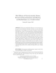 Pdf The Effects Of Socioeconomic Status Perceived Discrimination And Mastery On Health Status In A Youth Cohort