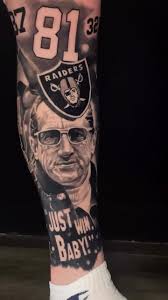 Fully healed Raider Nations half leg sleeve to a dedicated fan! @raiders ,  #OfficialCedaInkTattoos @empireinks @hustlebutterdeluxe