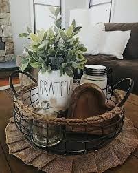 White furniture can add coziness and soothe the room ambiance. 17 Beautiful Farmhouse Coffee Table Design For Living Room 11 Table Centerpieces For Home Farmhouse Coffee Table Decor Farmhouse Table Centerpieces