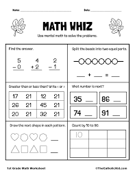 math review page 1st grade math worksheet catholic thecatholickid com