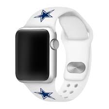 Nfl Dallas Cowboys Apple Watch Compatible Silicone Band 38mm White In 2021 Apple Watch Bands Sports White Apple Watch Band Apple Watch
