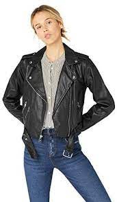 Levi S Women S Faux Leather Asymmetrical Belted Motorcycle Jacket Regular And Plus Sizes Faux Leather Motorcycle Jacket Womens Faux Leather Leather Jacket