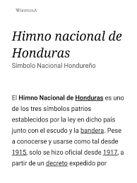 El himno nacional de honduras es uno de los tres símbolos patrios establecidos por la ley en dicho país junto con el escudo y la bandera. Himno Nacional De Honduras Wikipedia La Enciclopedia Libre Entretenimiento General