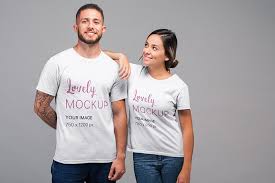 T Shirt Mockup Of A Woman Smiling At A Man In 2020 Shirt Mockup Woman Smile Tshirt Mockup
