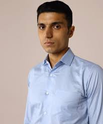 Men's blue giza cotton shirt|Custom Made Shirts