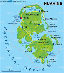 The gambier islands are a group of small (30 square km) and inhabited (1641 residents) islands located at the tuamotu archipelago's southeast terminus. Map Of Huahine Island In French Polynesia Welt Atlas De