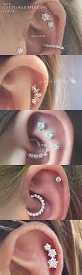 Alva Swarovski Crystal 16g Silver Barbell Ear Piercings Helix Helix Piercing Jewelry Cartilage Earrings Stud